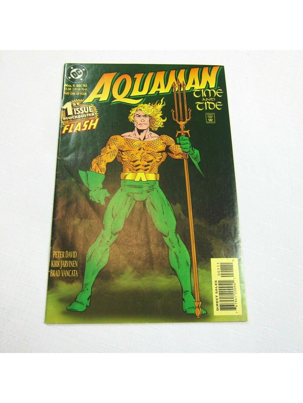 Vintage 1993 Aquaman Time and Tide Comic Book #1 December w/ Flash DC Comics